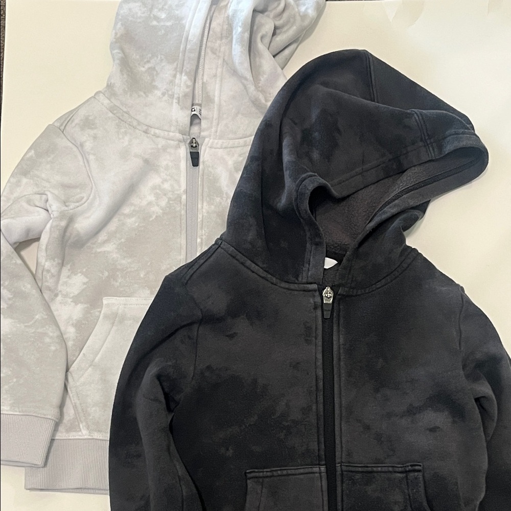 Kids Tie-Dye Hooded Zip Sweatshirt - Black and Gray
